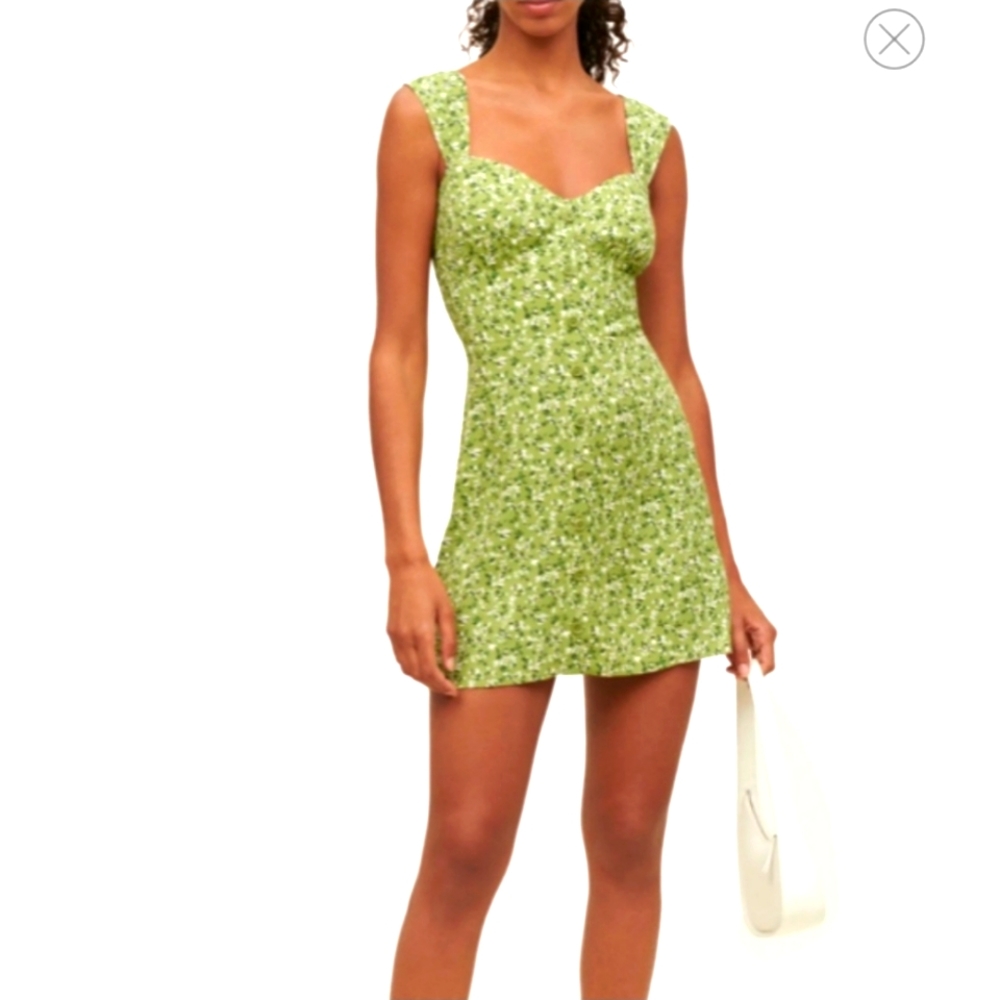 Reformation Lorelei Floral Green Dress in Samantha, size 0